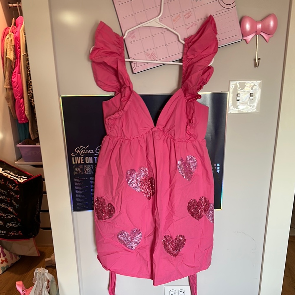 Pink Dress with Heart sequins